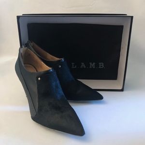L.A.M.B  black calf hair bootie